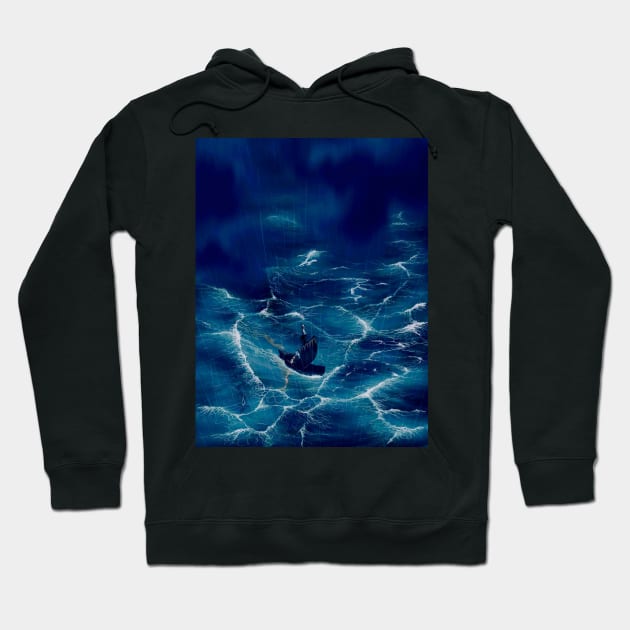 Boat in the storm Hoodie by franckleguay